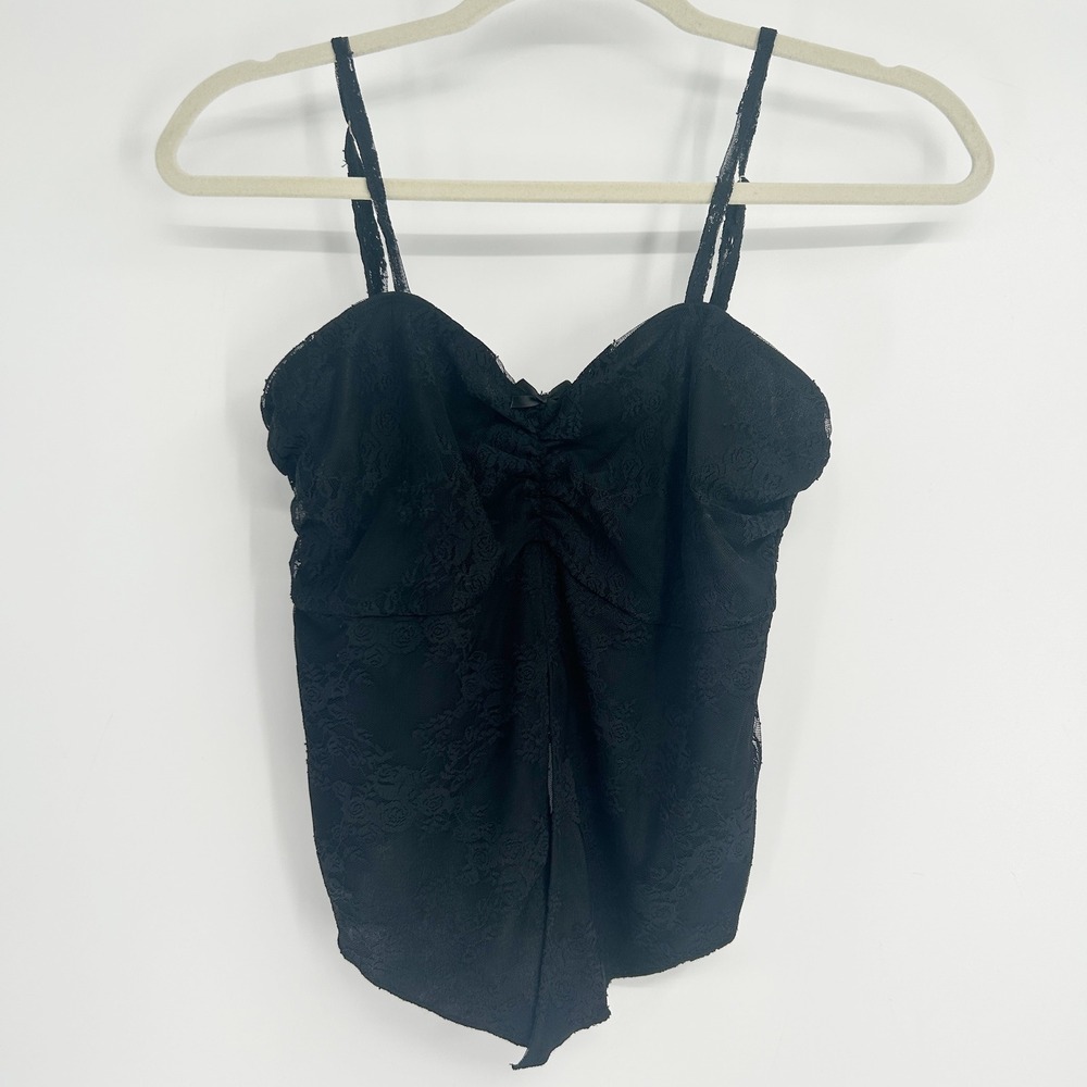 Mixed Threads Womens Whimsigoth Split Hem Black Lace Bustier Cami‎ Top Size M